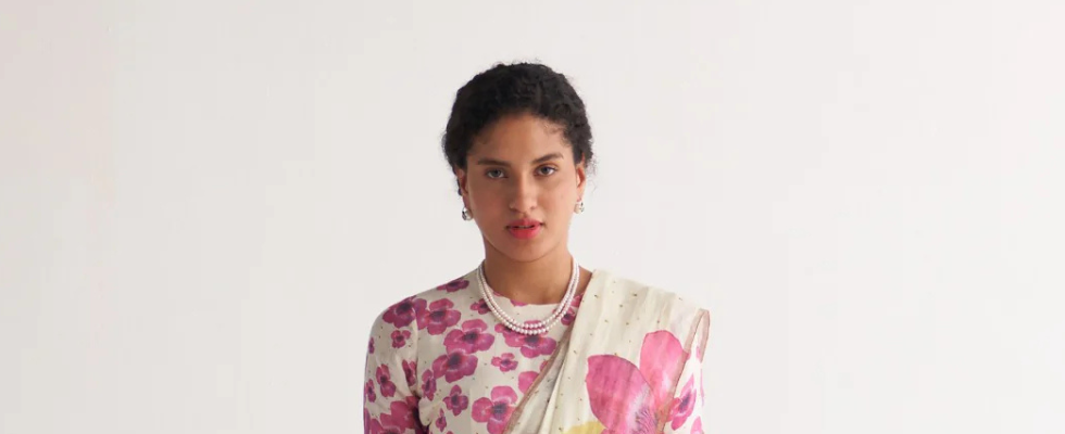 Pink Floral Saree