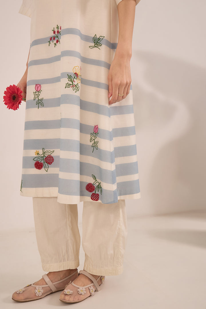 CHINAR: COTTON PINTUCK PANTS - IVORY