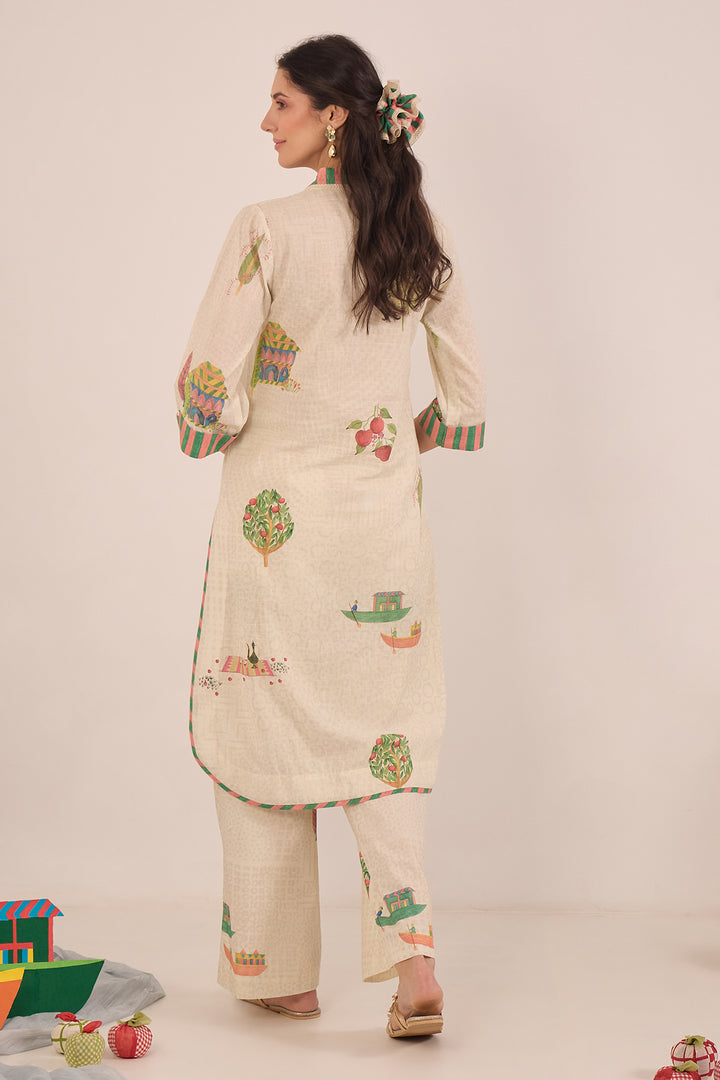V-Neck Cotton Co-ord Set