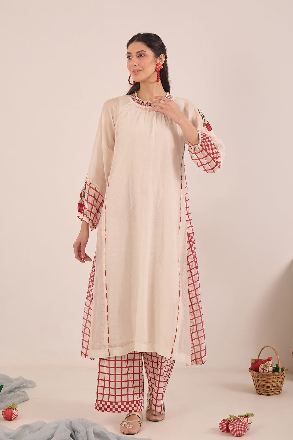 Cotton silk kurta set