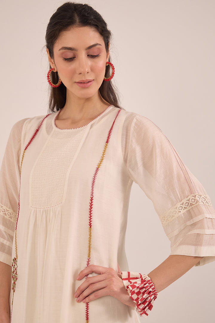 Ivory cotton silk kurta