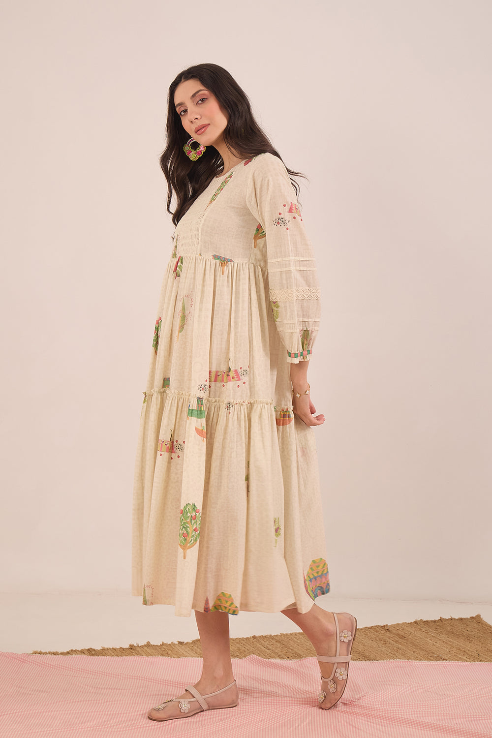 smocking midi dress