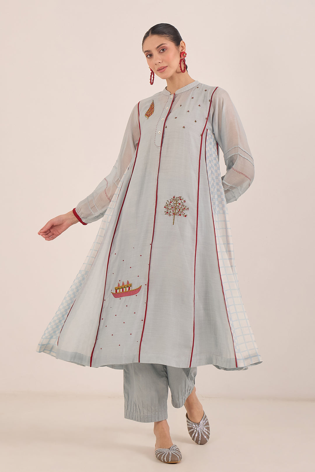Chanderi kali kurta set