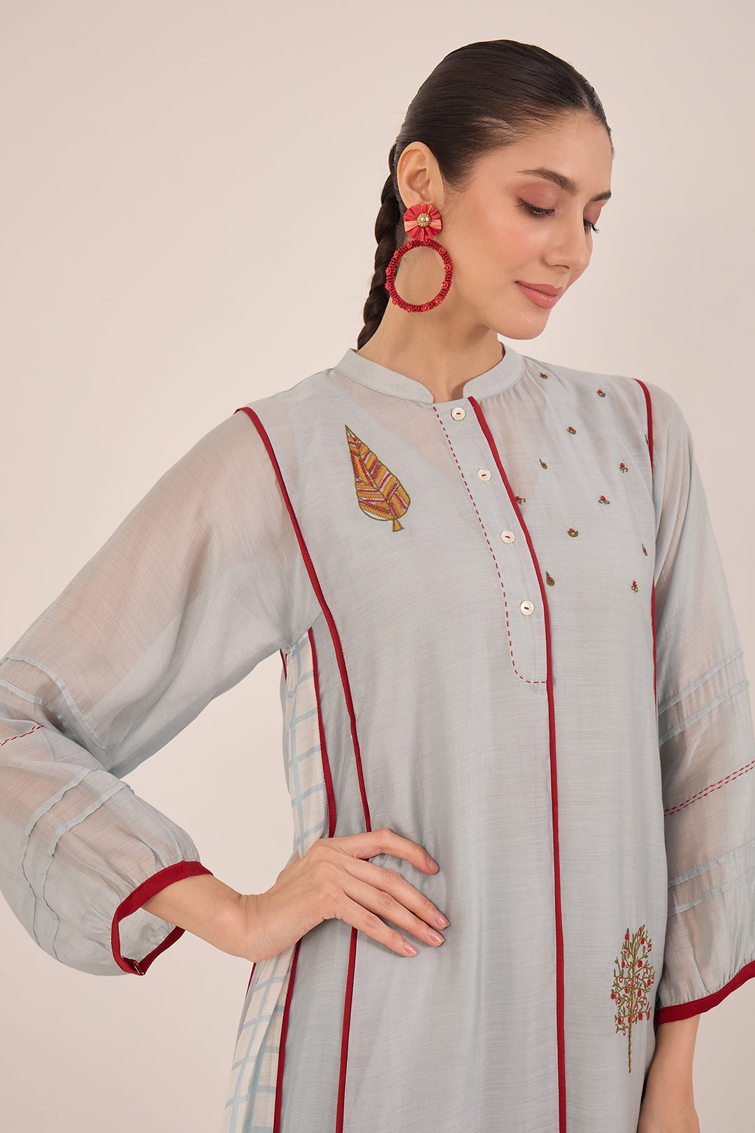 Powder blue kali kurta