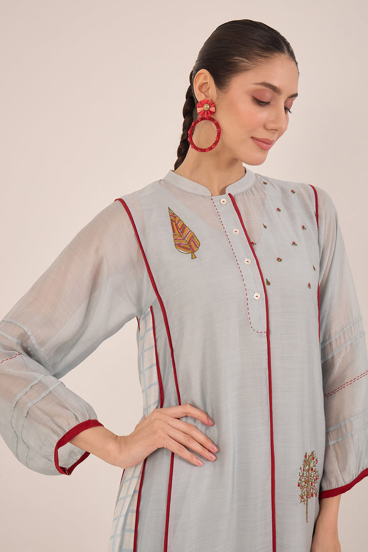 Powder blue kali kurta