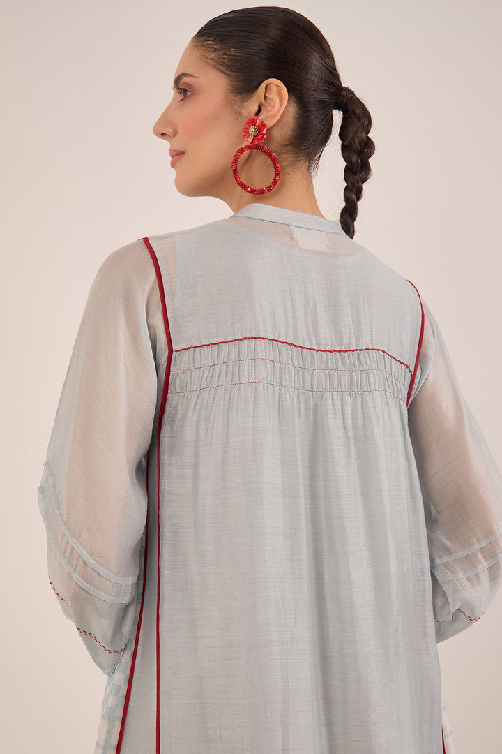 Chanderi embroidered ethnic kurta