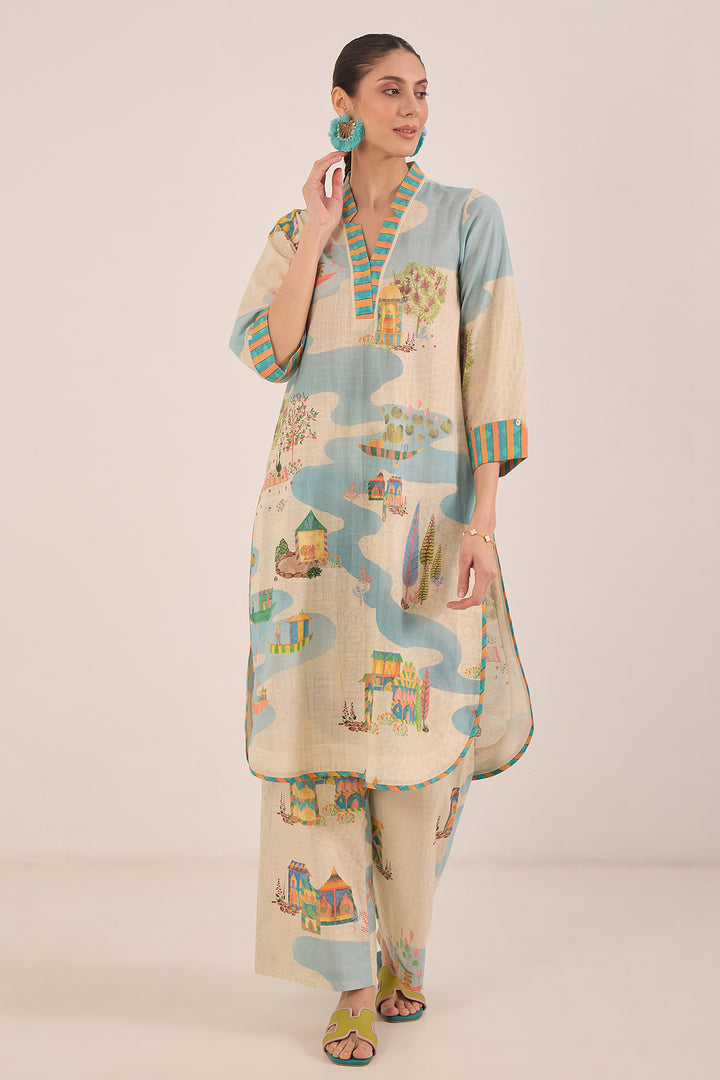 Cotton V-Neck Co-ord Set