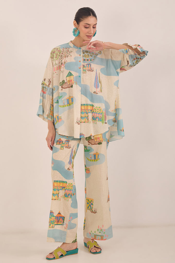 SAFAR: COTTON WIDE LEG PANTS