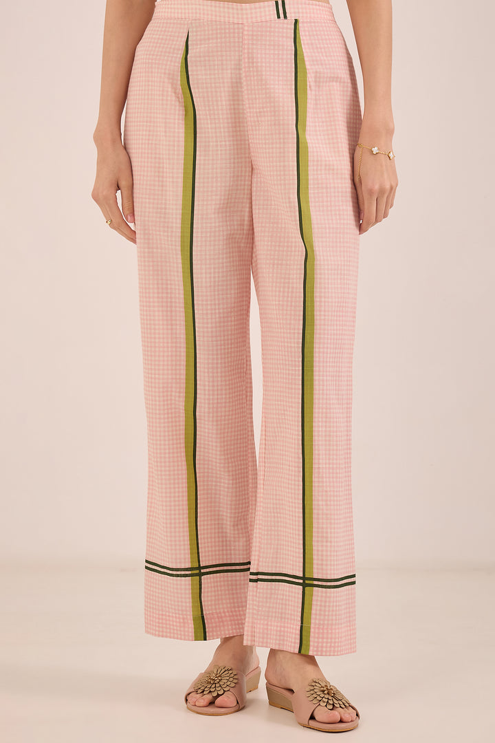 Pink Check Cotton Pants 