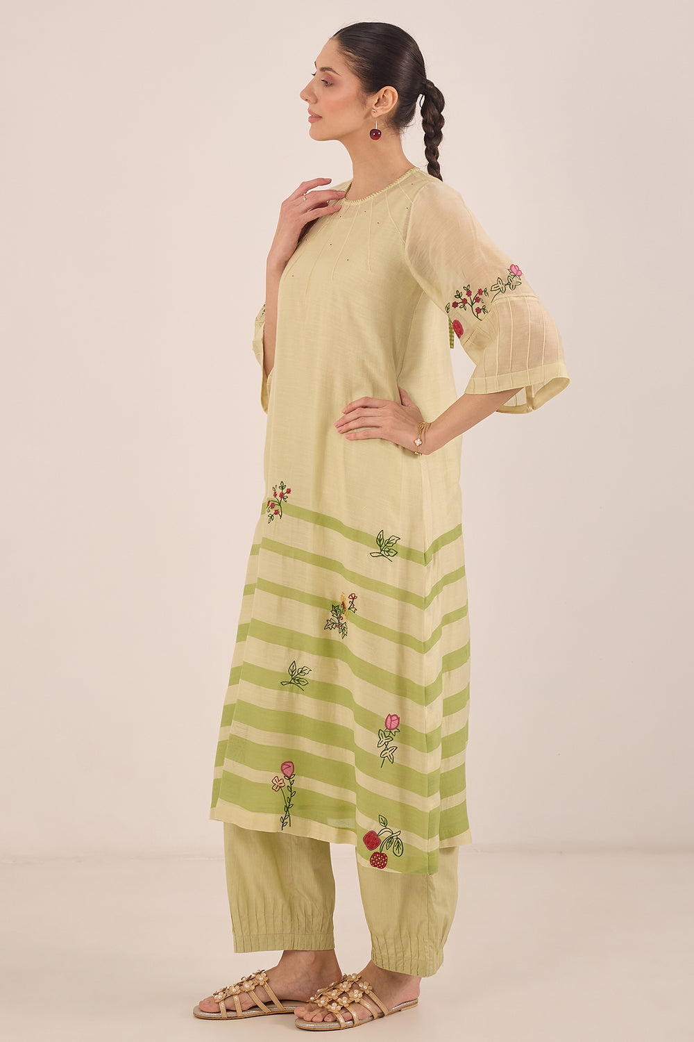 Embroidered green kurta set