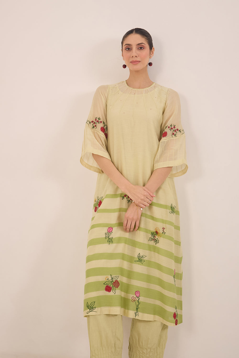 Floral stripe ethnic kurta