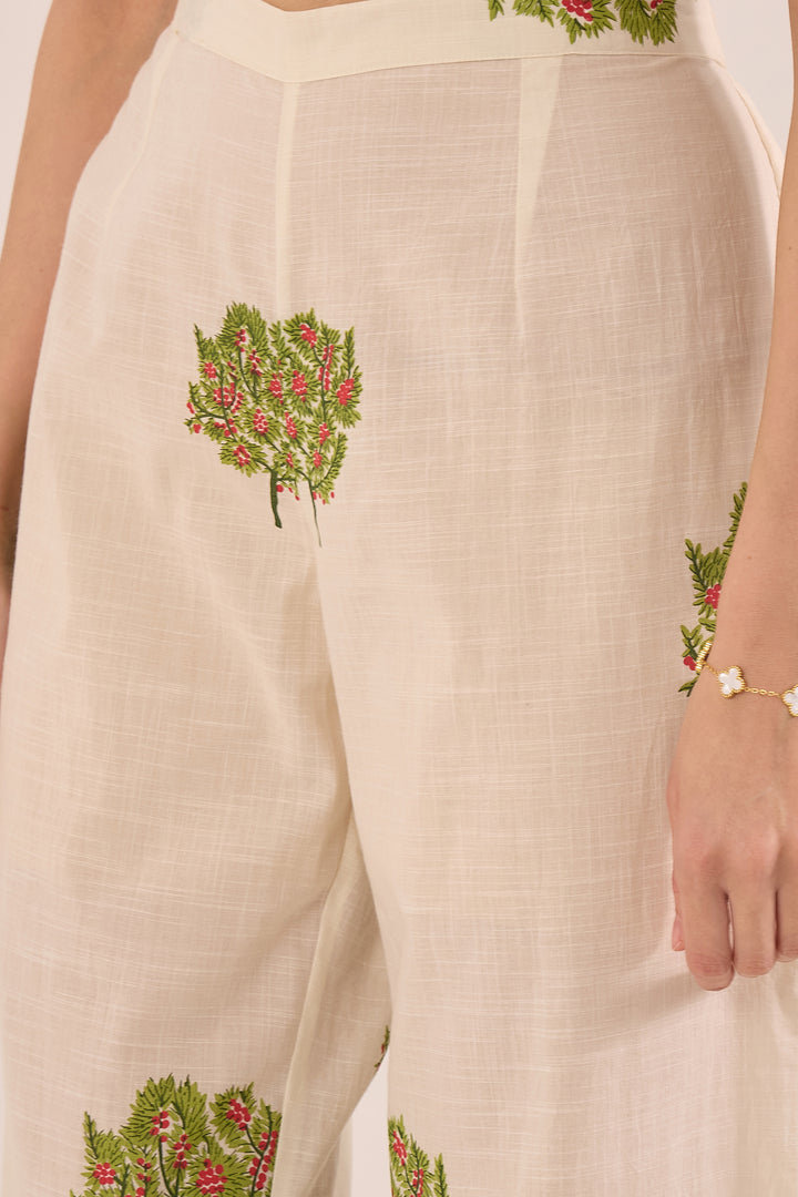 Ivory Printed Pants