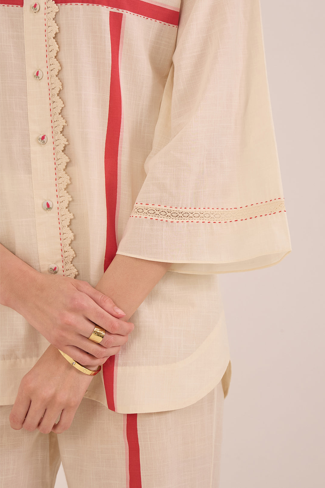 GUL: COTTON CROSS STRIPE LONG SHIRT