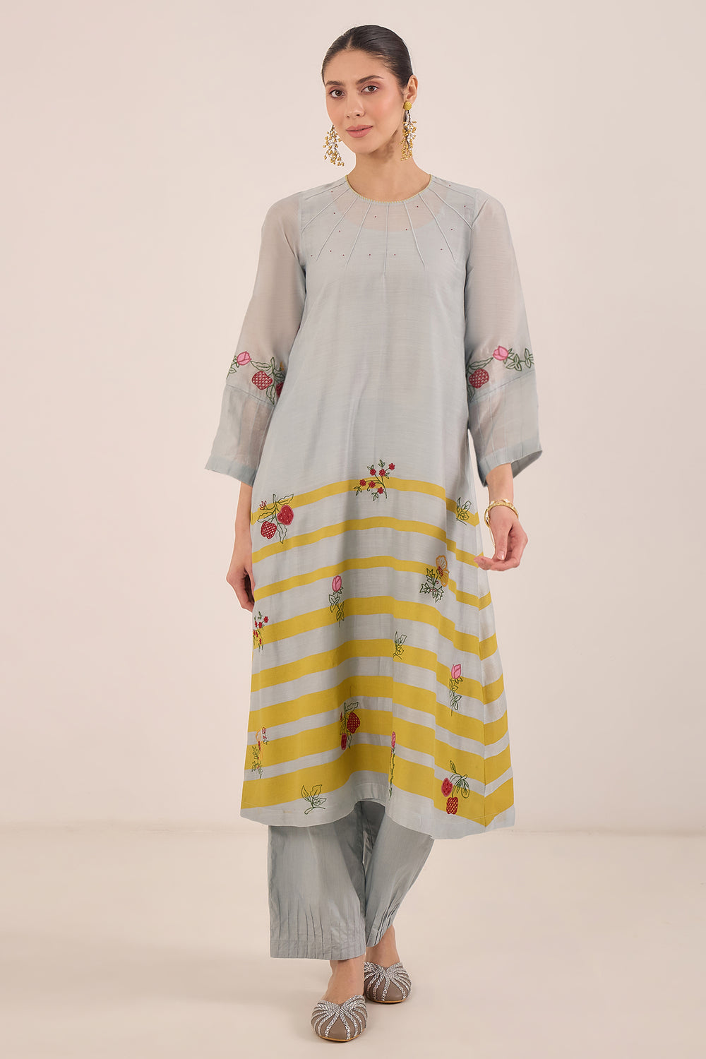 Chanderi embroidered kurta set