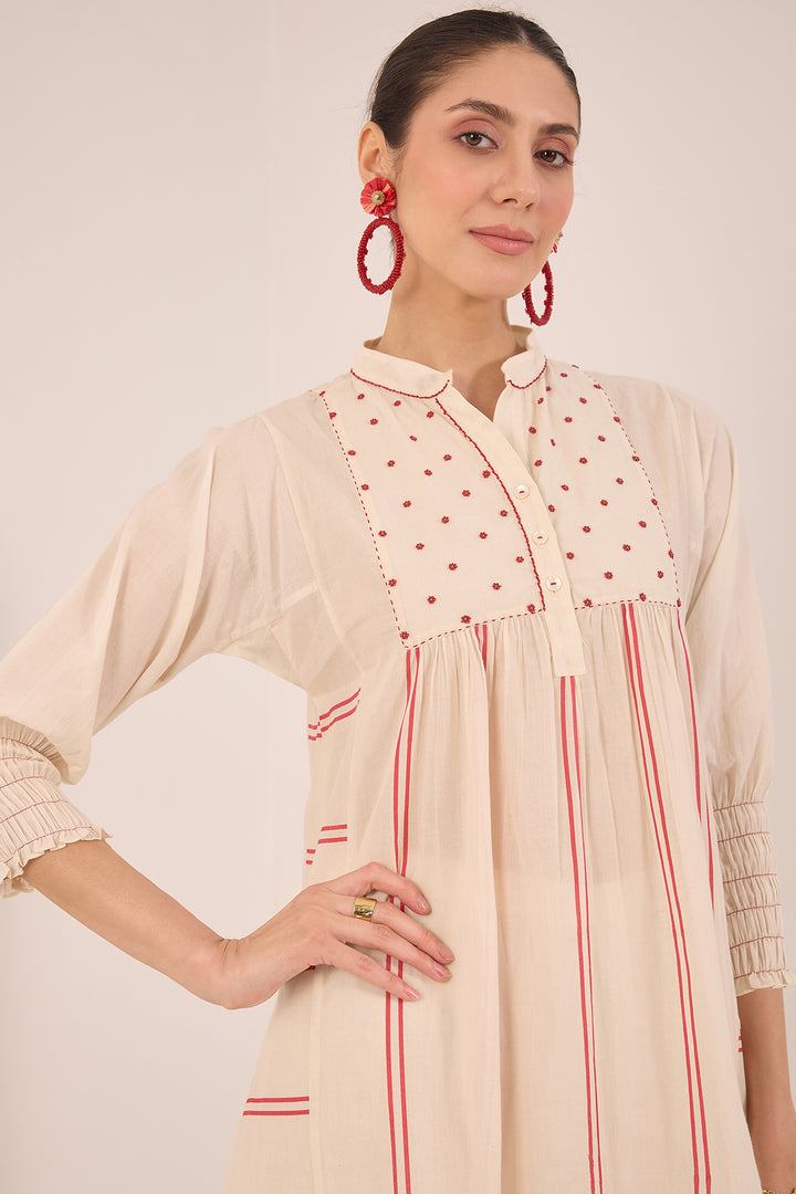 Ivory cotton stripe kurta