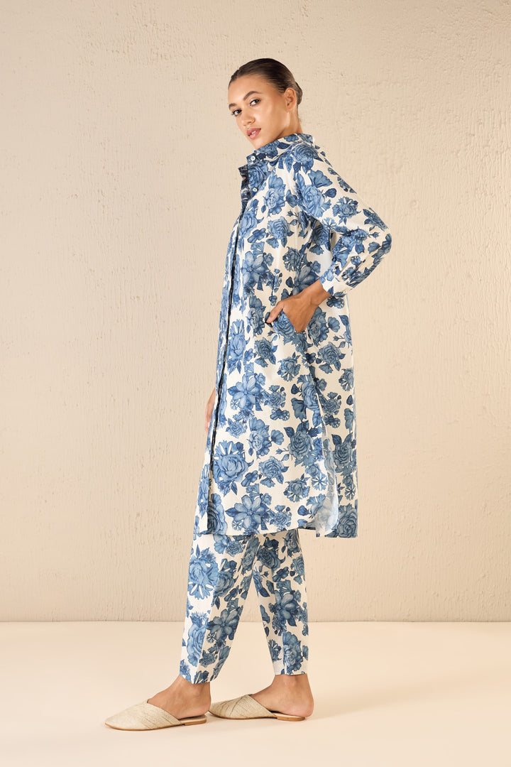 BLUE BLOSSOM COTTON PANTS
