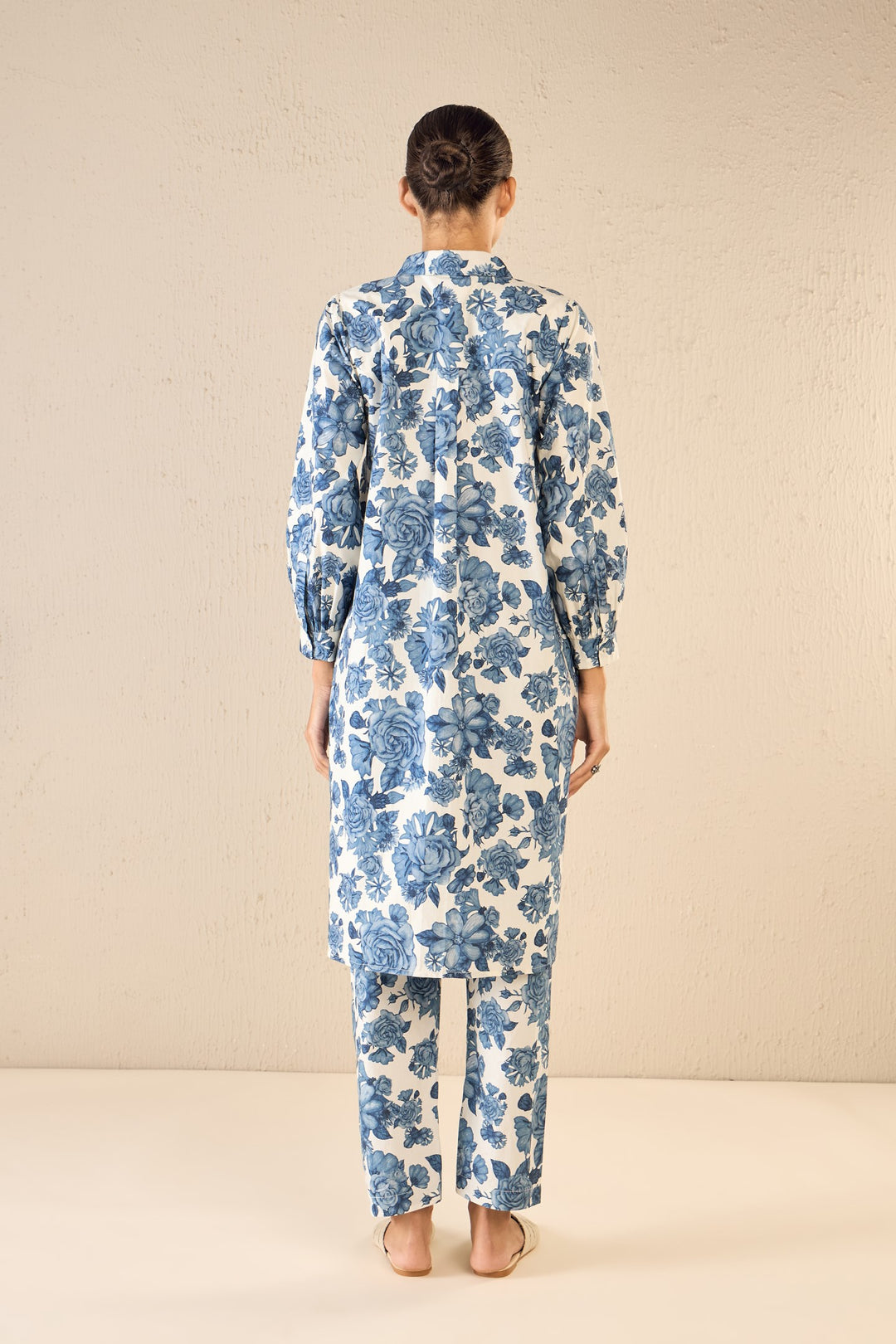 BLUE BLOSSOM COTTON SHIRT DRESS