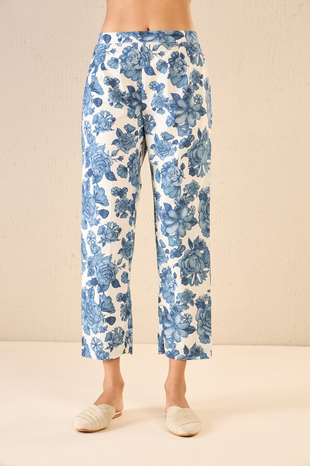 BLUE BLOSSOM COTTON PANTS