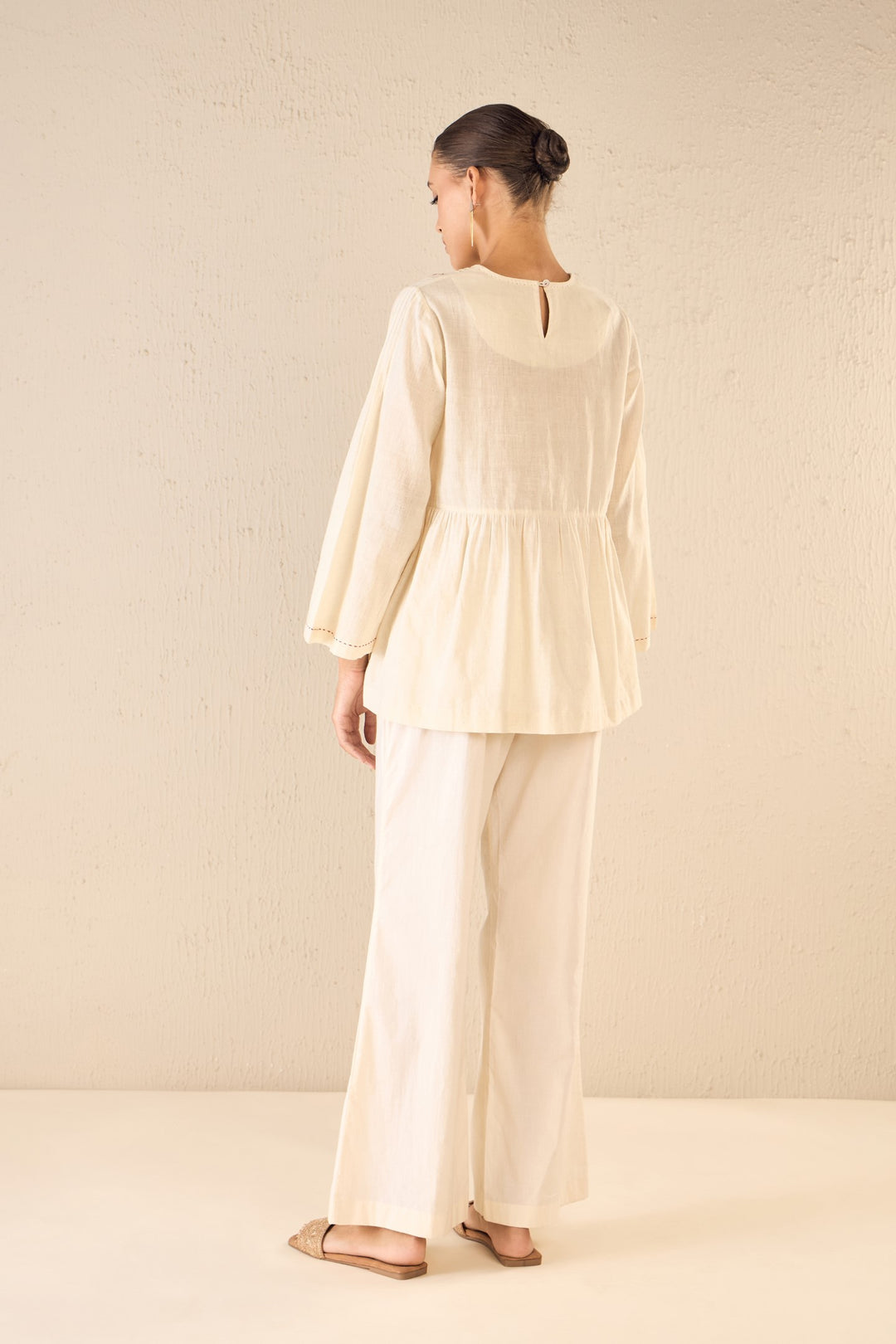 WHISPERING ROSES: IVORY HANDLOOM COTTON PINTUCK TUNIC