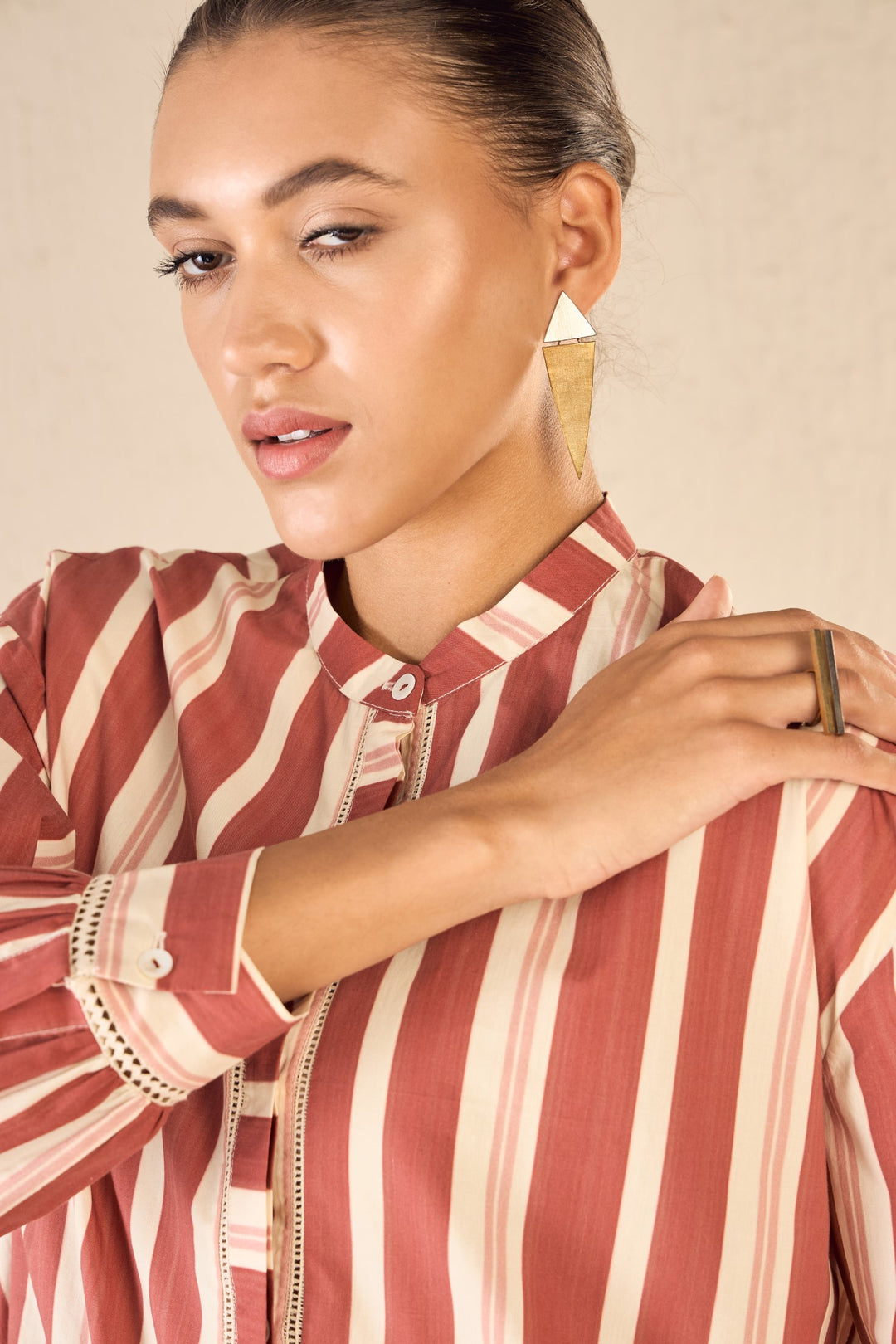 MEADOW STRIPES: RED STRIPE LONG SHIRT CO-ORD SET