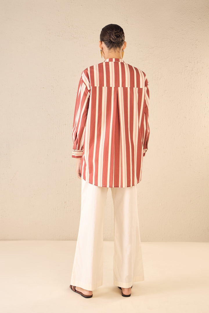 MEADOW STRIPES: RED STRIPE LONG SHIRT