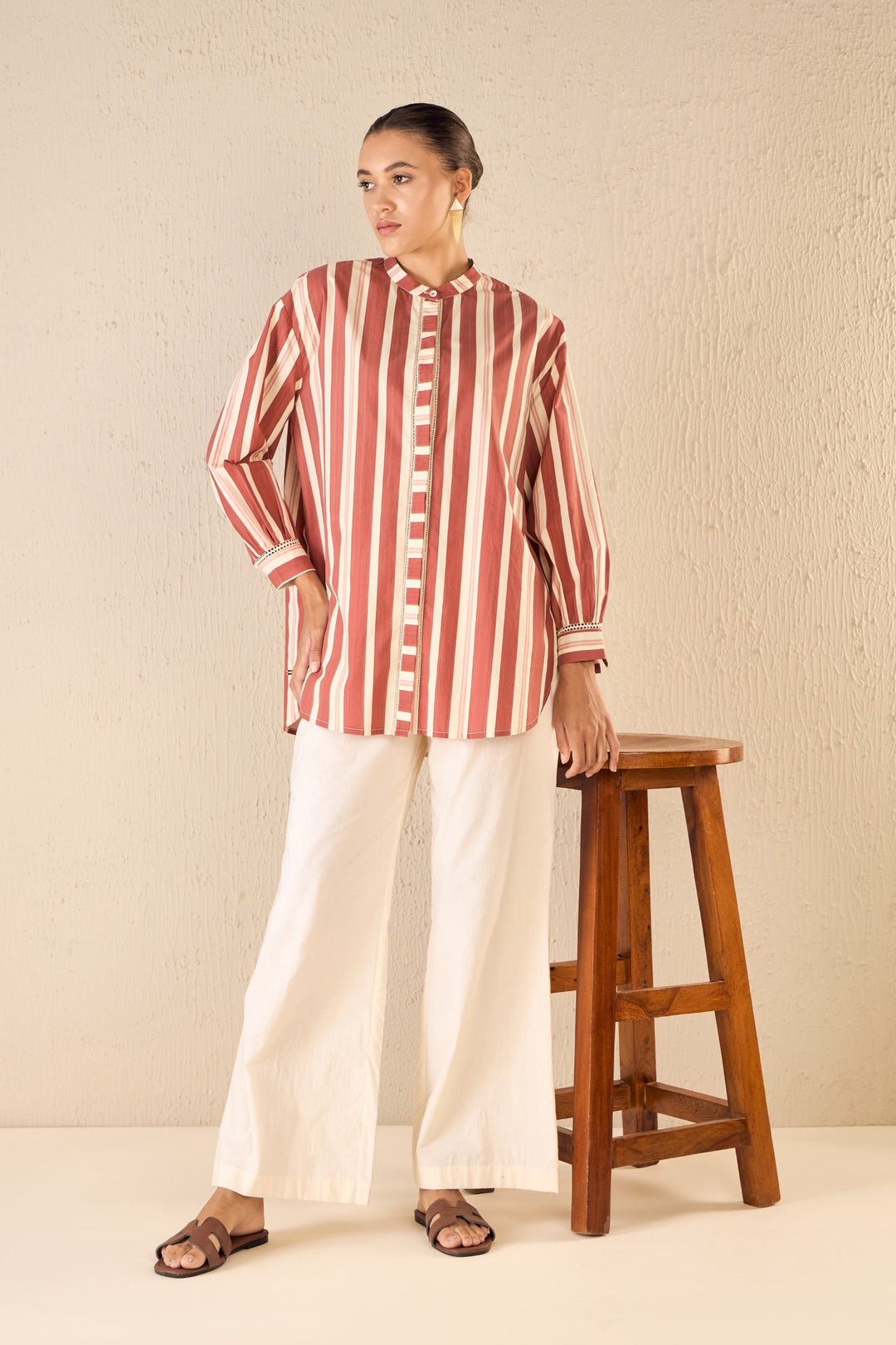 MEADOW STRIPES: RED STRIPE LONG SHIRT