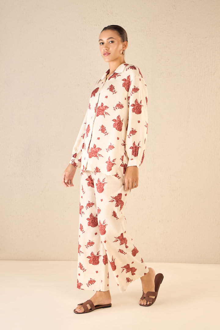 VINTAGE ROSE COTTON FLAIR PANTS