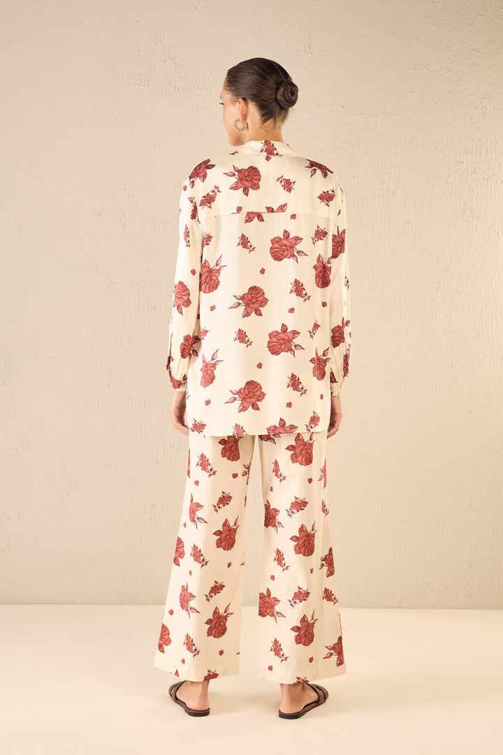 VINTAGE ROSE COTTON FLAIR PANTS