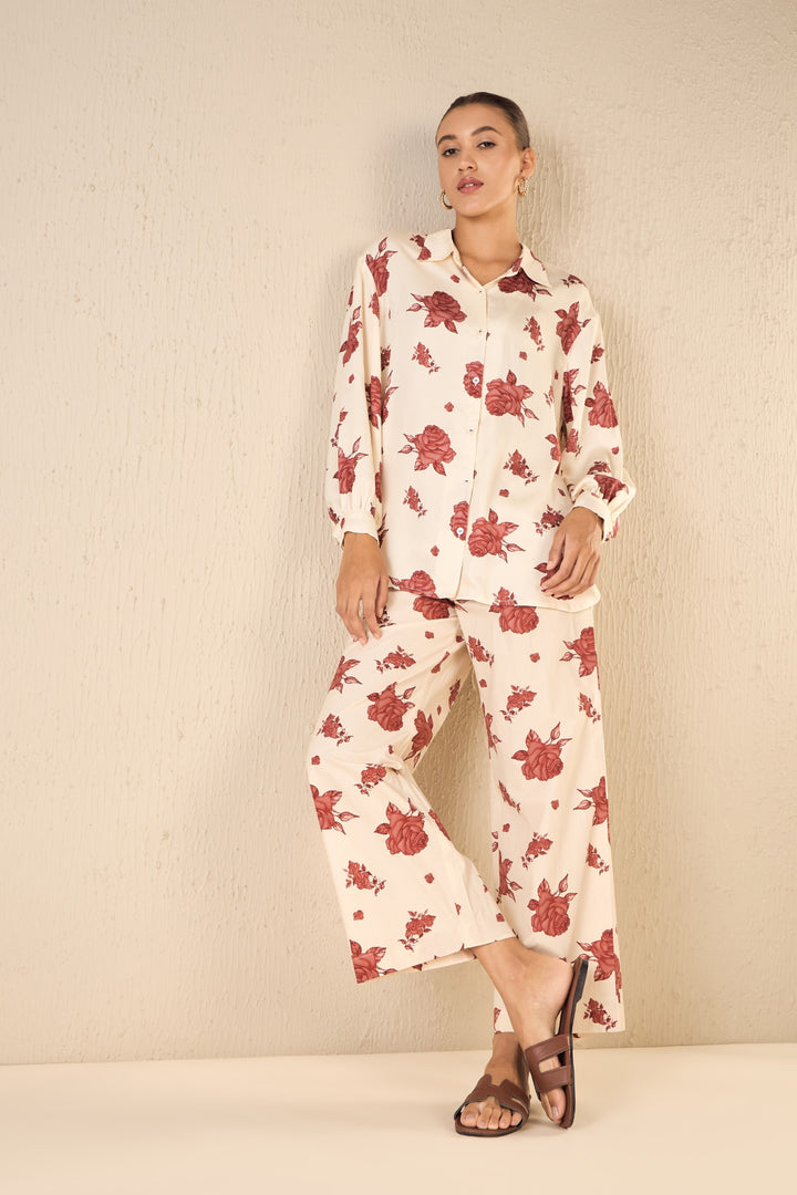 VINTAGE ROSE COTTON FLAIR PANTS