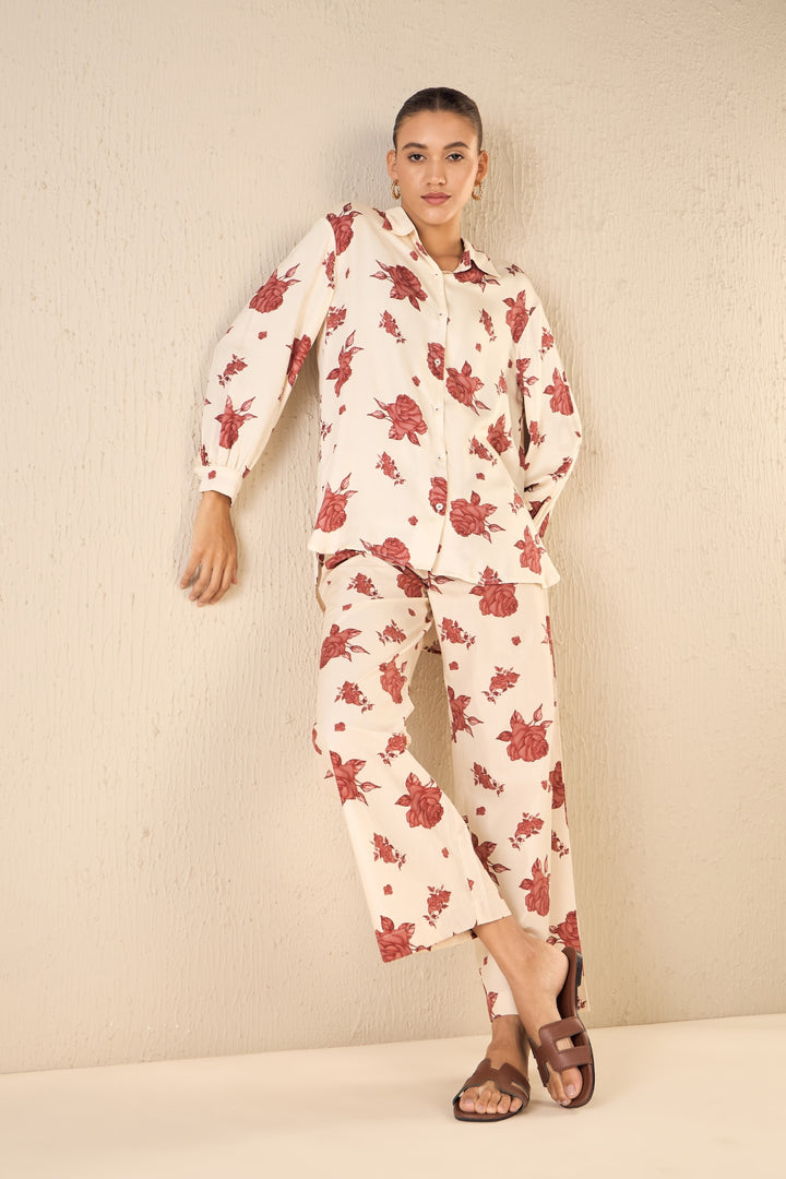 VINTAGE ROSE COTTON FLAIR PANTS