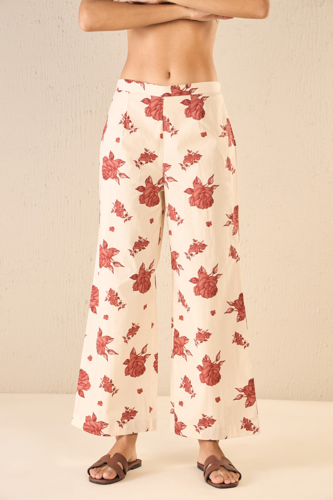 VINTAGE ROSE COTTON FLAIR PANTS
