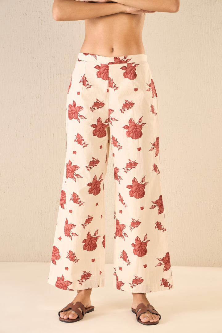 VINTAGE ROSE COTTON FLAIR PANTS