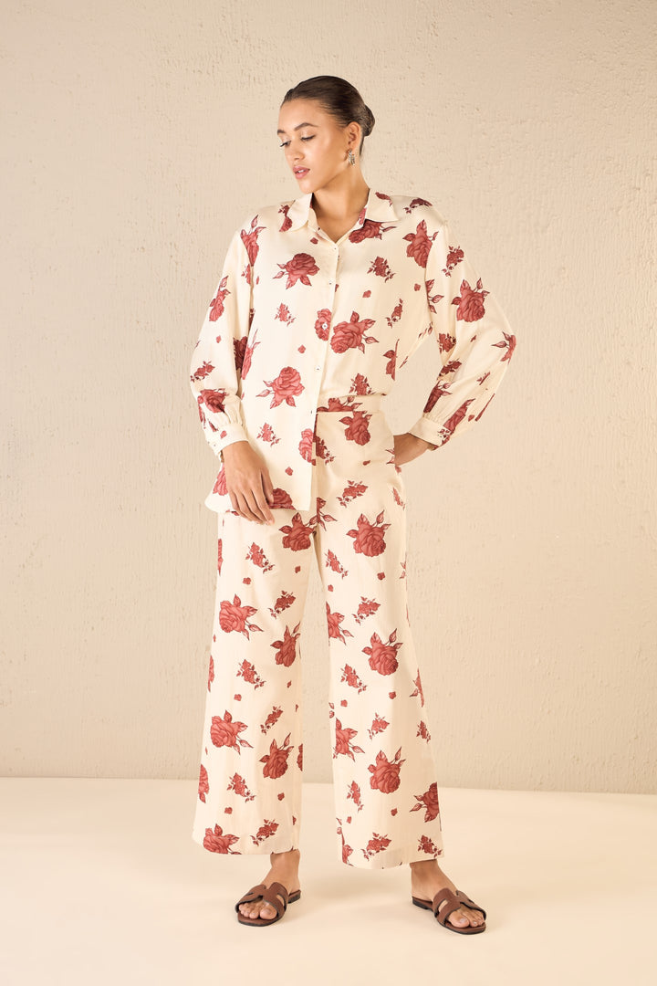 VINTAGE ROSE COTTON FLAIR PANTS