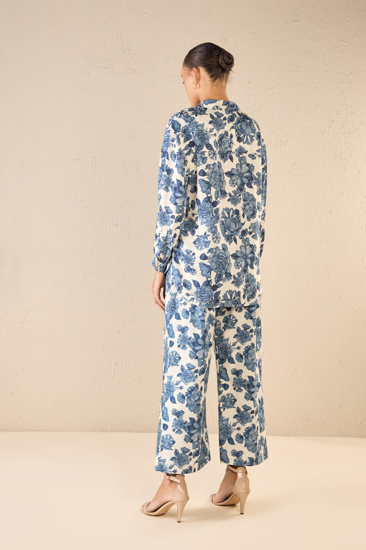 BLUE BLOSSOM COTTON FLAIR PANTS