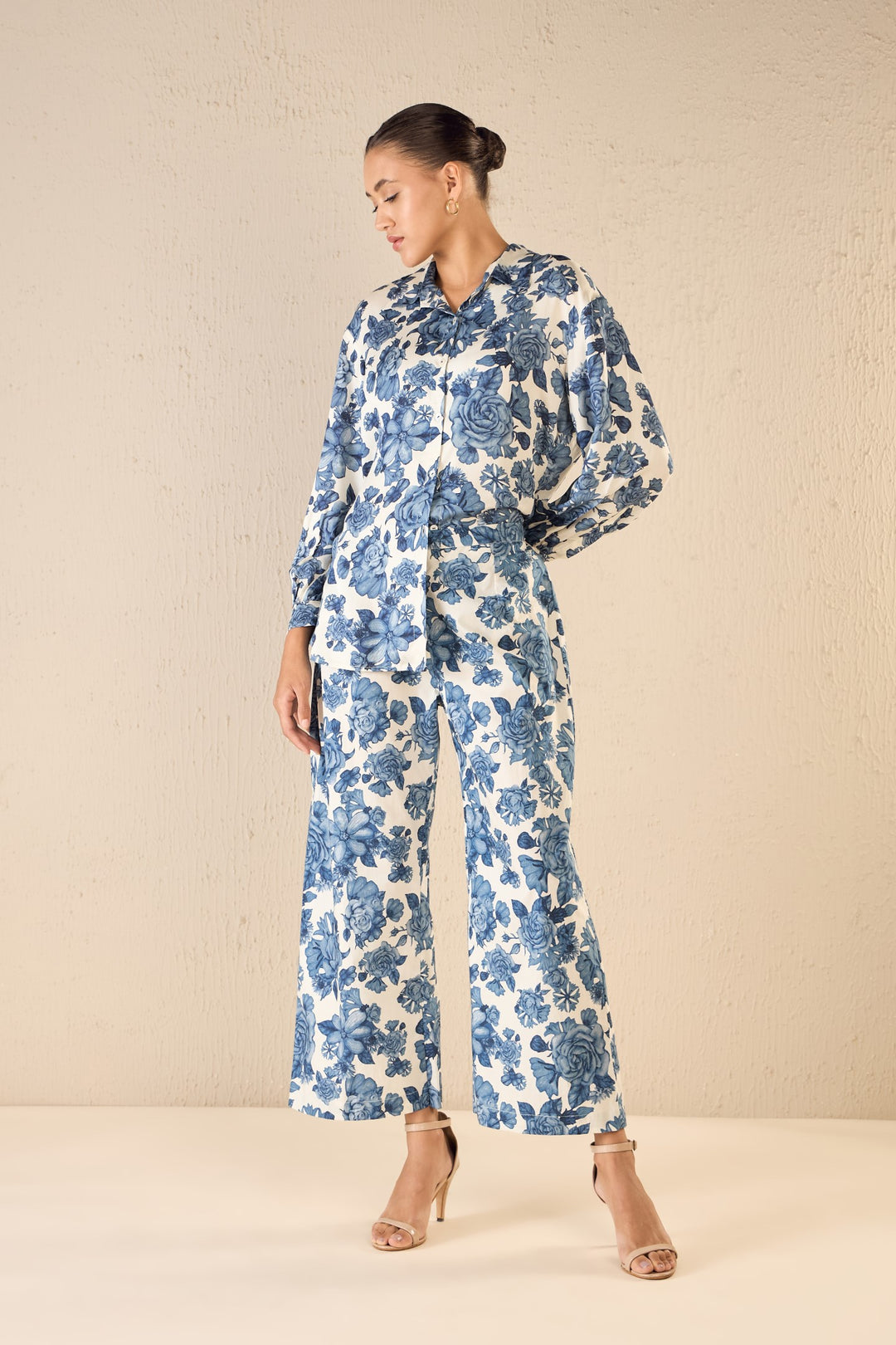 BLUE BLOSSOM COTTON FLAIR PANTS