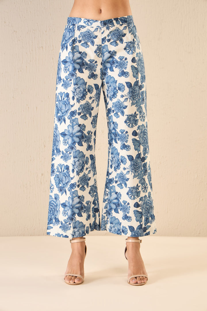 BLUE BLOSSOM COTTON FLAIR PANTS