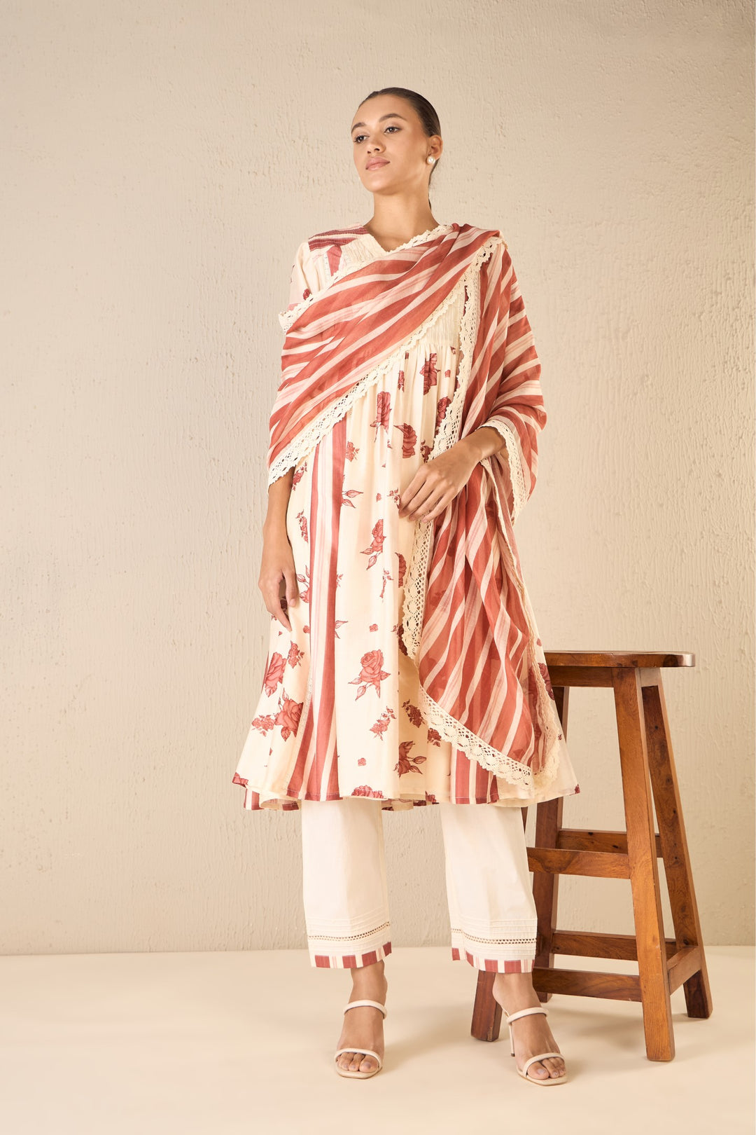 MEADOW STRIPES: RED STRIPE BORDER PANTS
