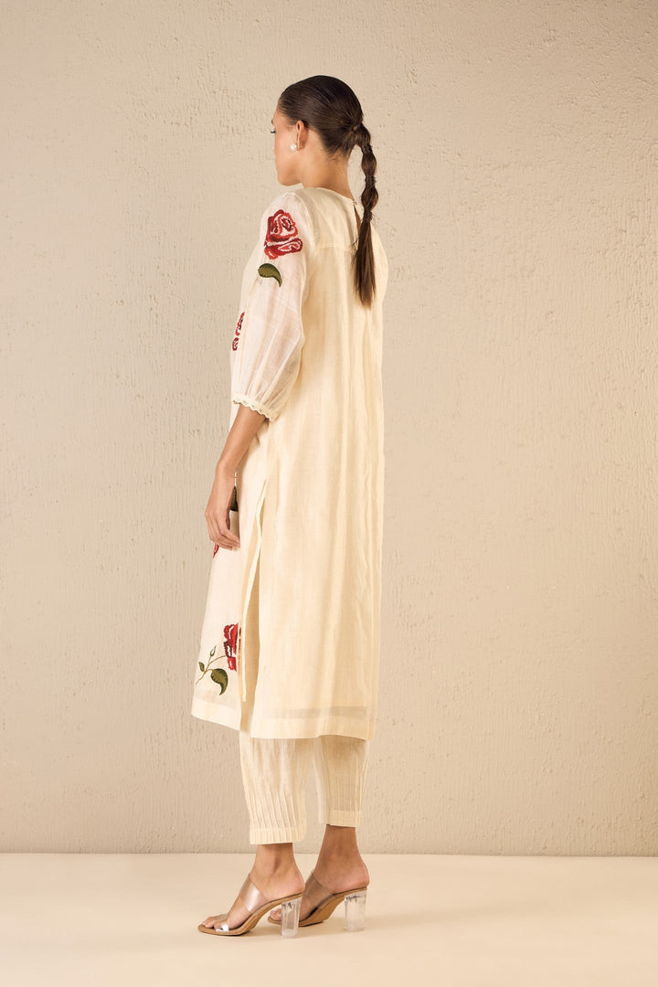 IVORY PINTUCK PANTS