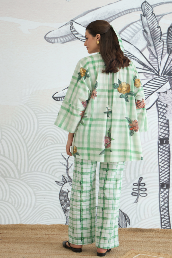 GREEN CHECK FLOWER NAMAH TUNIC