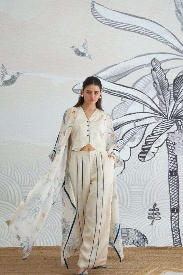 JUNGLE LONG CAPE WITH WAISTCOAT TOP AND PANTS