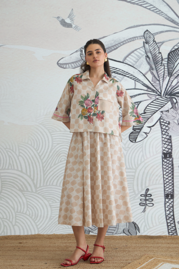 BEIGE CHECK SKIRT