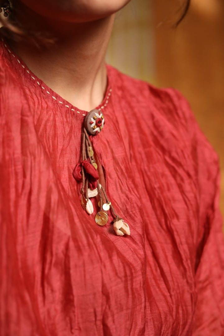 Maroon Crinkle Kimono