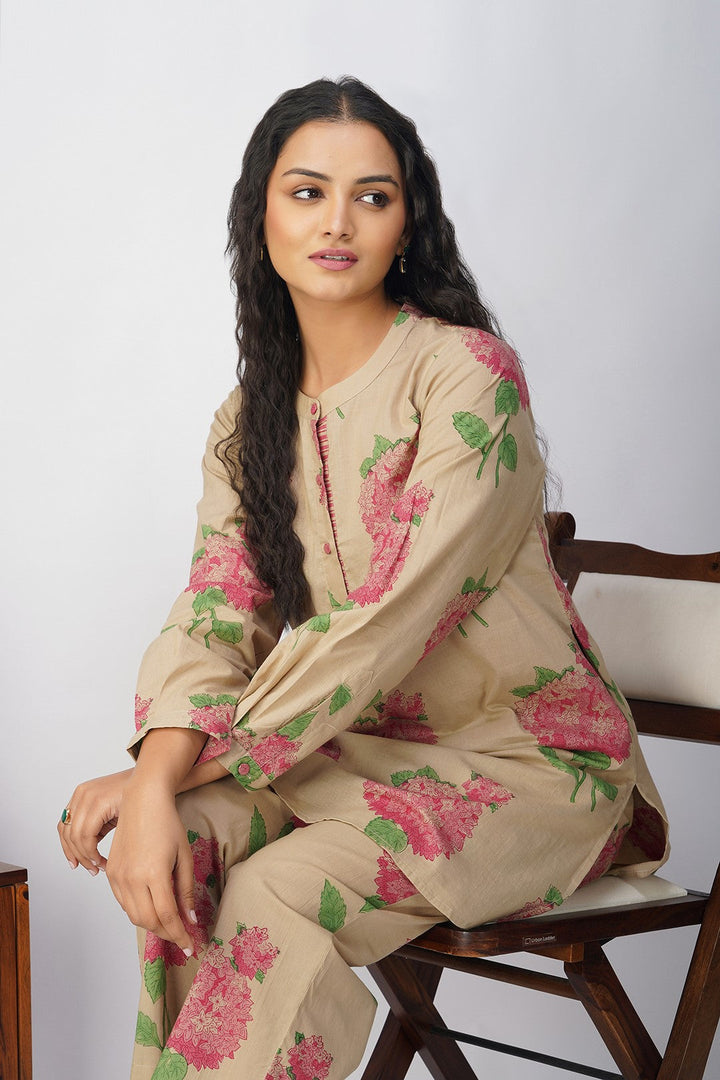 Pink Hydrangea Block Printed Tunic