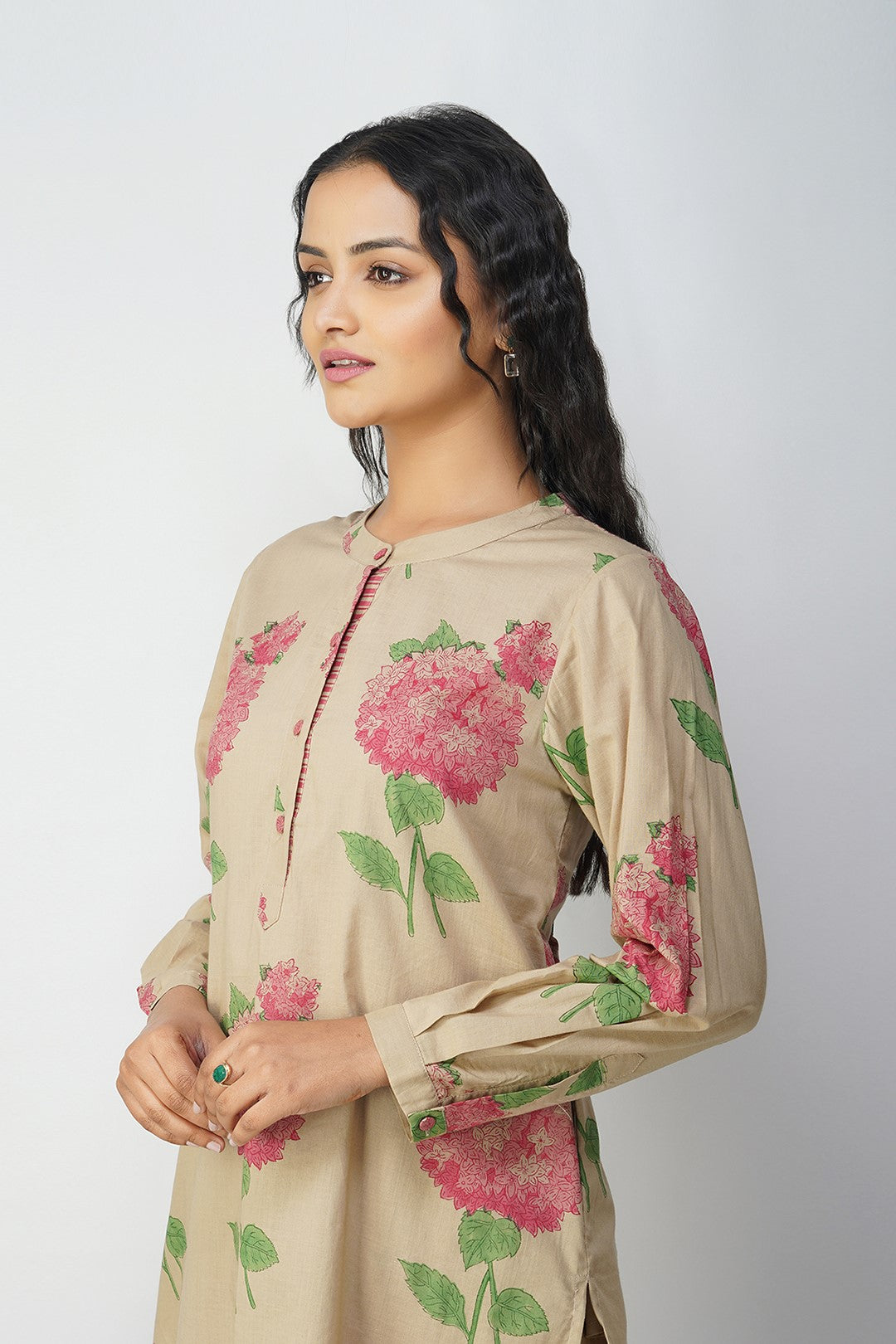 Pink Hydrangea Block Printed Tunic