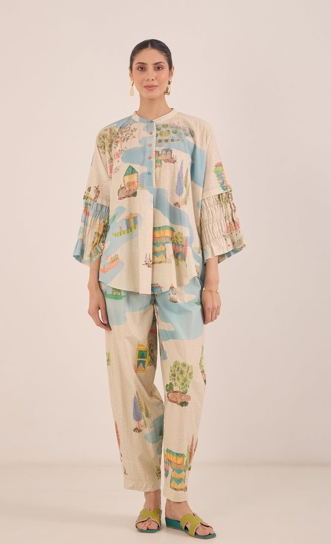 SAFAR: COTTON NAMAH TUNIC WITH BOAT PANTS COORD SET