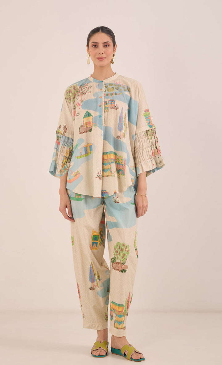 SAFAR: COTTON NAMAH TUNIC WITH BOAT PANTS COORD SET