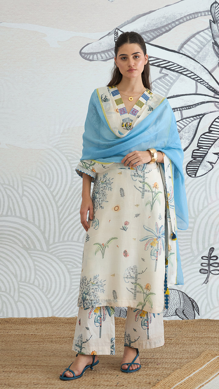 JUNGLE V-NECK KURTA PANT