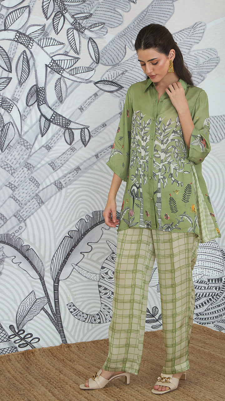 ASYMMETRICAL SHIRT WITH PANT