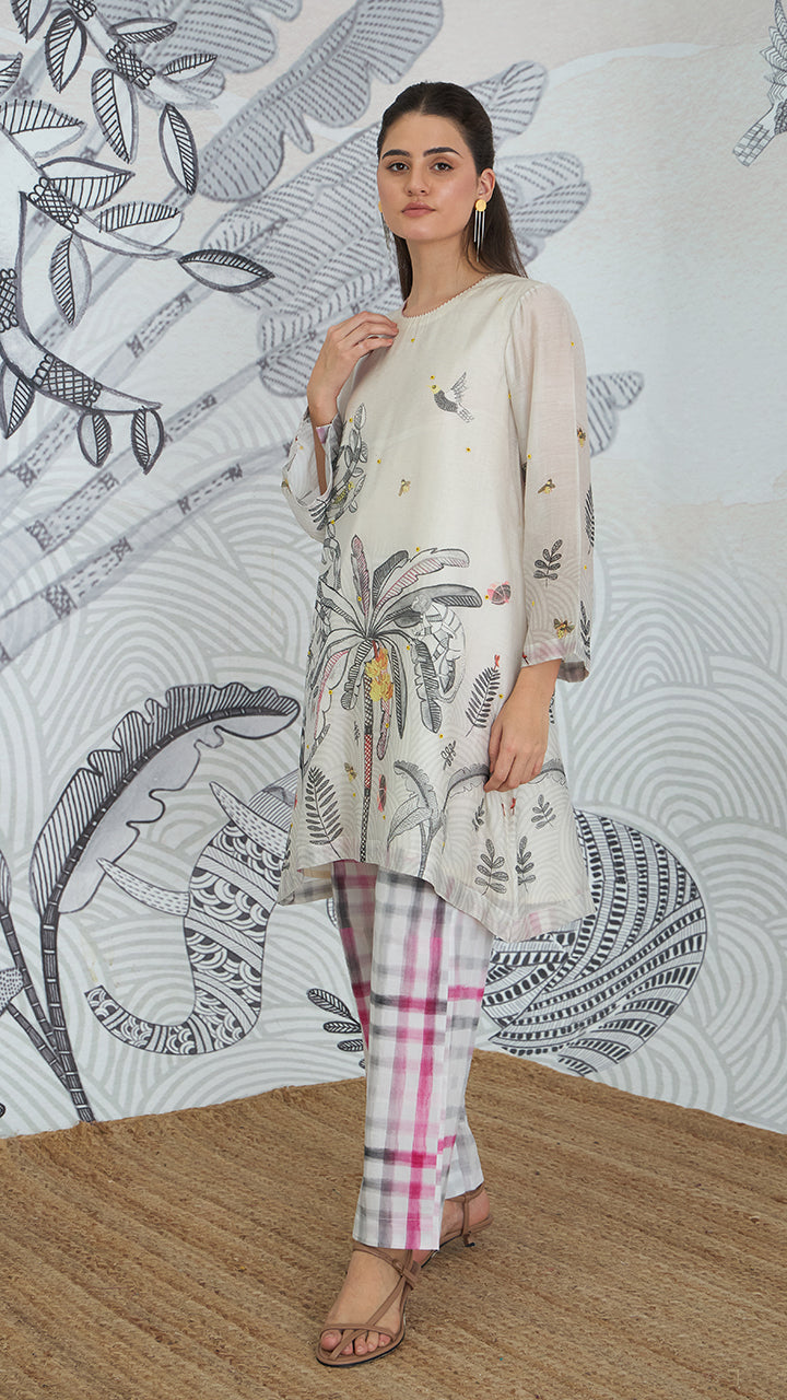 GREY MONEKY JUNGLE HIGH LOW TUNIC TOP