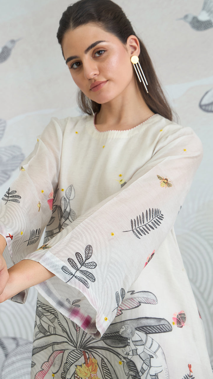 GREY MONEKY JUNGLE HIGH LOW TUNIC TOP